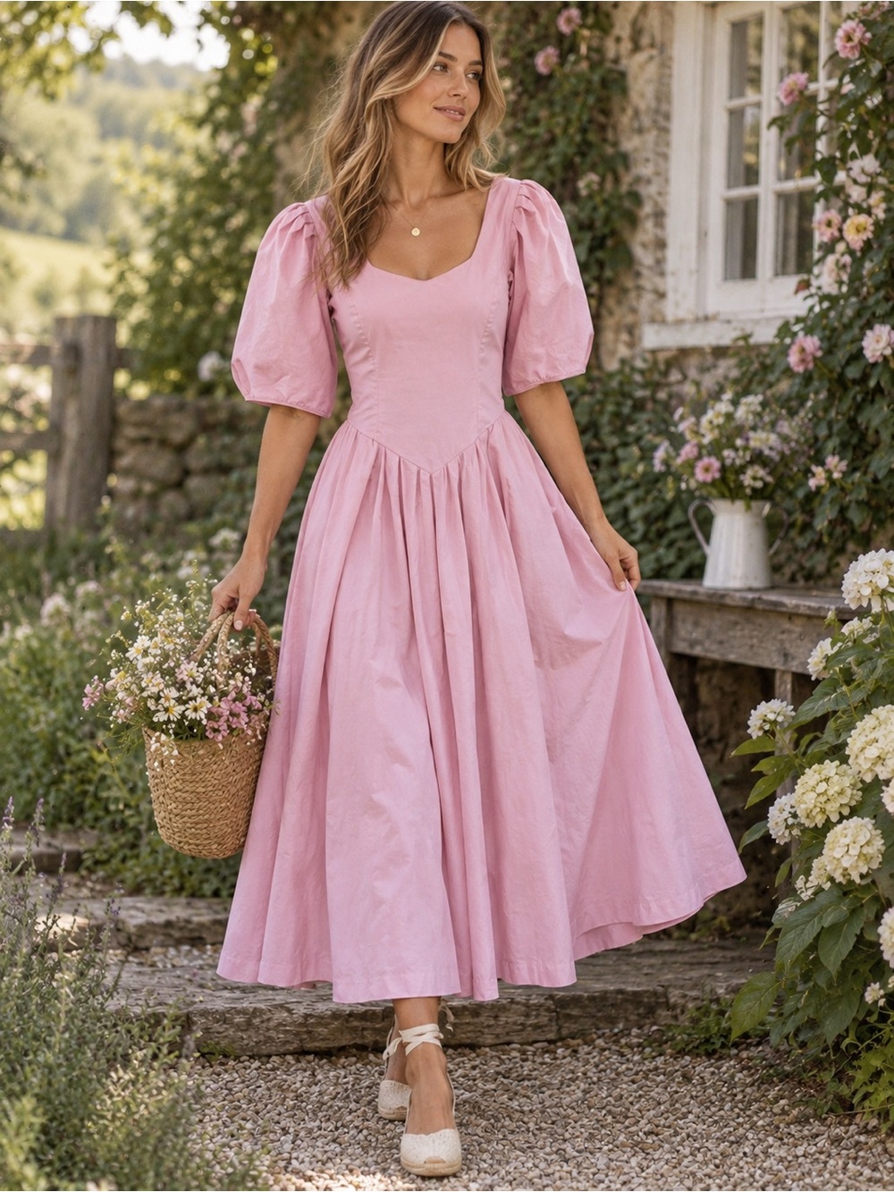 Laura Ashley cottagecore dress vintage bustle